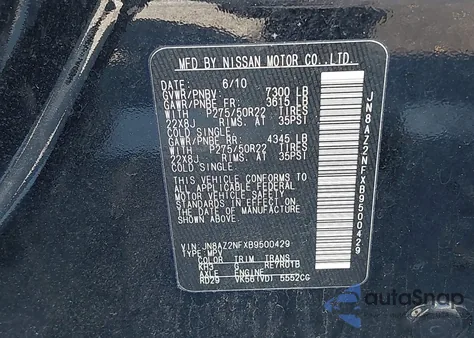 2011 Infiniti Qx56 z USA, uszkodzony, nr VIN JN8AZ2NFXB9500429